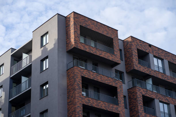 istock Modern elements in contemporary architecture, residential building facade 2158611301