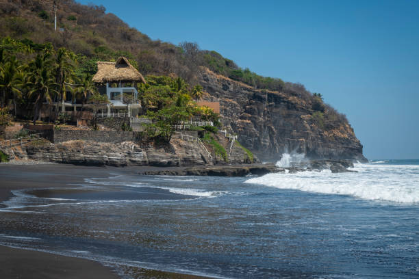 Beach in El Zonte, surf town in La Libertad department, El Salvador