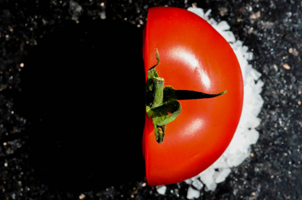 close-up of half a tomato