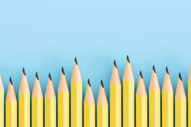 istock Group of Pencils on Blue Background, Back to School, Minimal Idea Background 2158619120