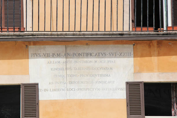 Rome, Italy - September 14 2022: Writing on a House in Piazza della Rotonda in Rome, Italy