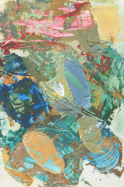 istock Artist's palette, palette knife painting. Abstract background with many different colors and paint stains 2158619622