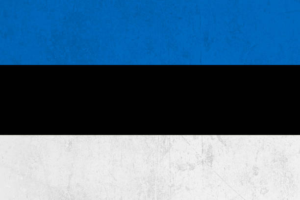 Colors of the Estonian flag with a grunge layer