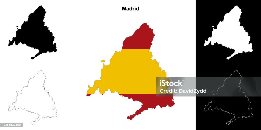 Editable Madrid Map Madrid Blank Outline Map Set Stock Illustration - Download Image Now ...