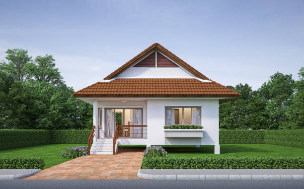 istock contemporary house exterior day light with lawn grass.3d rendering 2158624418