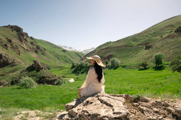 istock Tourist woman at view point 2158631616