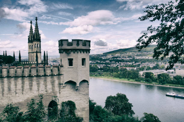 Germany,Burg Stolzenfels. Place of interest in Rhineland-Palatinate. Old Stolzenfels Castle on the Rhine near Koblenz.October 11, 2014