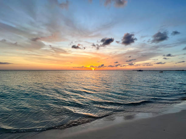 istock Panoramic orange sunset in the Caribbean Sea 2158635504