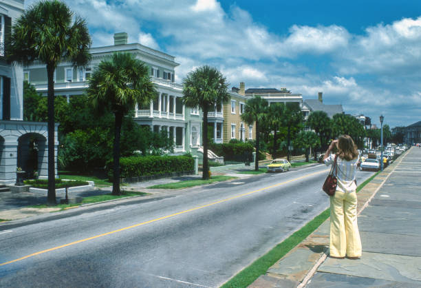 Rainbow row in Charleston SC USA.