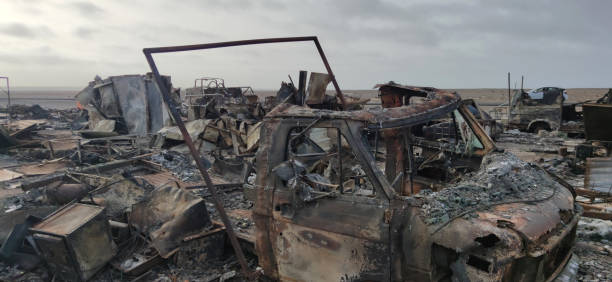 istock city burned after a fire disaster 2158637691