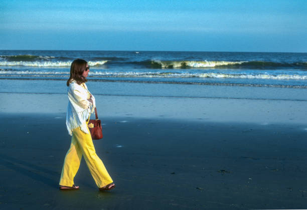 Charleston SC - Walking on the Beach - 1976. Scanned from Kodachrome 25 slide.