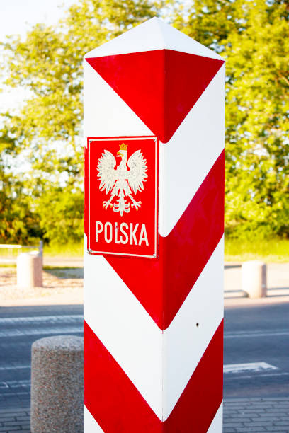 istock Polish border post with white and red color 2158639690
