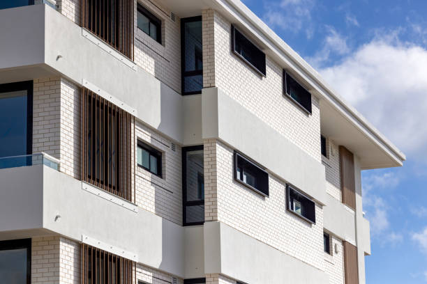istock Brand new, modern apartment building, background with copy space 2158640100
