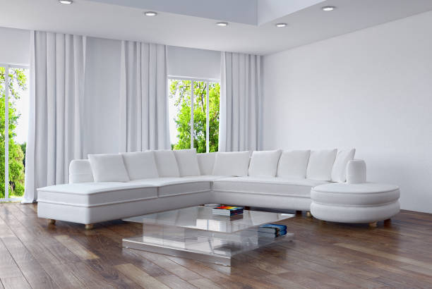 istock Large luxury modern bright interiors Living room mockup illustration 3D rendering image 2158640697