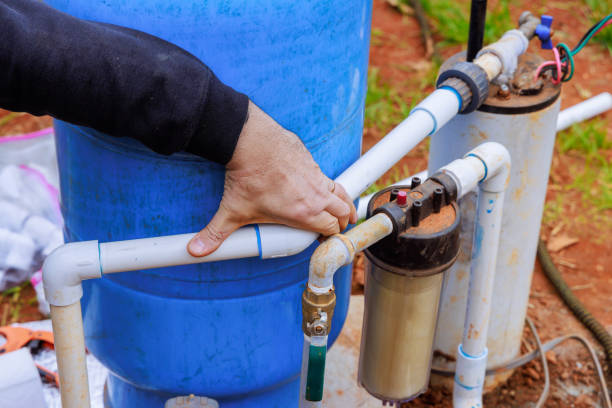 istock Water is being connected to water supply well system pump a house 2158644774