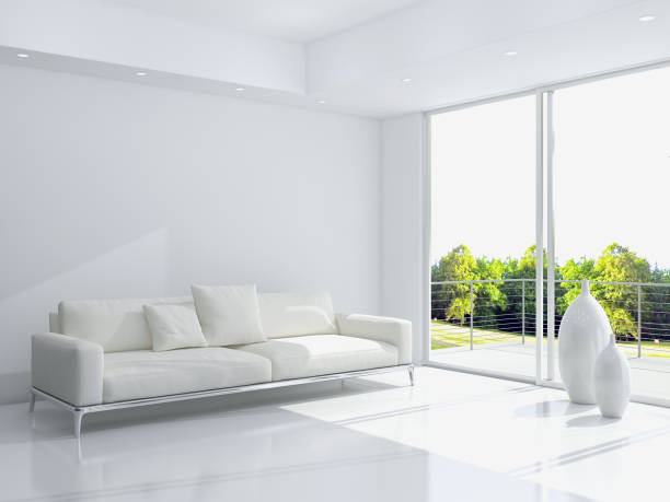 istock Large luxury modern bright interiors Living room mockup illustration 3D rendering image 2158644907