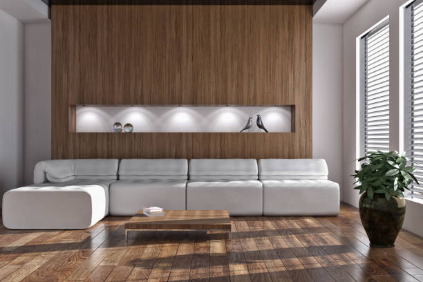 istock Large luxury modern bright interiors Living room mockup illustration 3D rendering image 2158644917