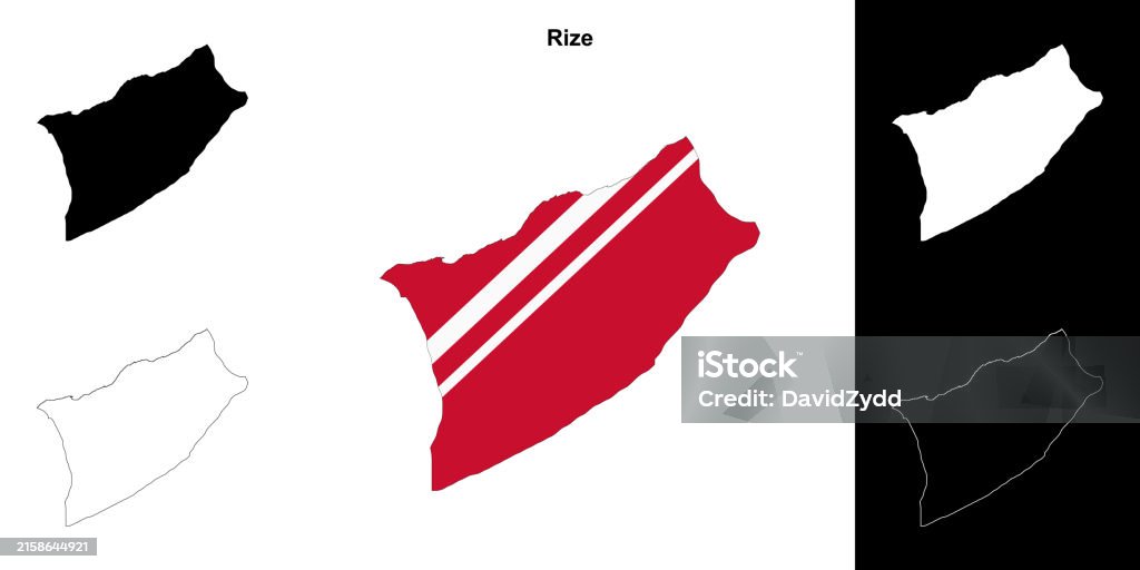Rize Vector Rize Province Outline Map Set Stock Illustration - Download Image Now ...