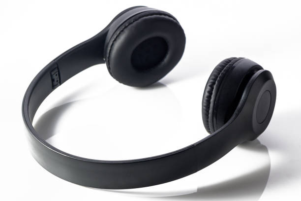 istock Headphones isolate on white. Wireless headphones in black, high quality 2158645758