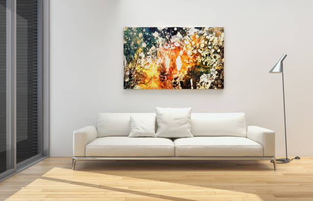 istock Large luxury modern bright interiors Living room mockup illustration 3D rendering image 2158645766