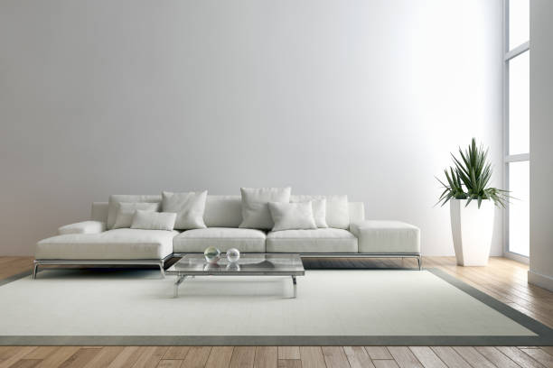 istock Large luxury modern bright interiors Living room mockup illustration 3D rendering image 2158645767