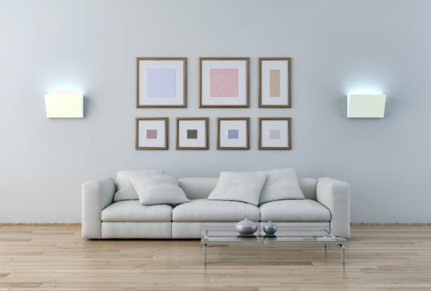istock Large luxury modern bright interiors Living room mockup illustration 3D rendering image 2158645804