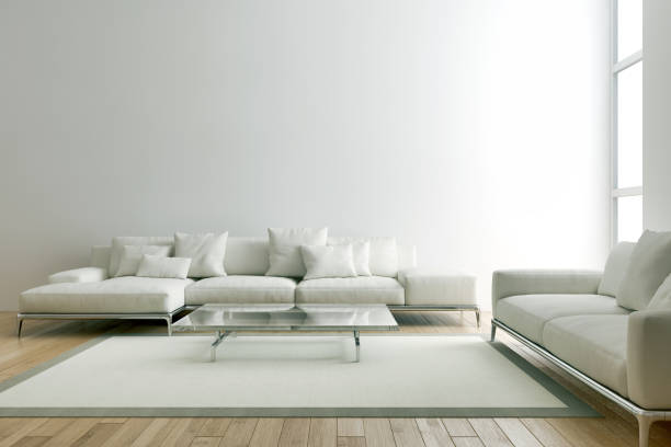 istock Large luxury modern bright interiors Living room mockup illustration 3D rendering image 2158645842