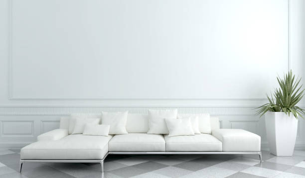 istock Large luxury modern bright interiors Living room mockup illustration 3D rendering image 2158645951
