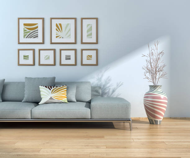 istock Large luxury modern bright interiors Living room mockup illustration 3D rendering image 2158649527