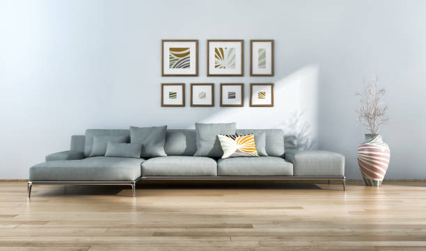 istock Large luxury modern bright interiors Living room mockup illustration 3D rendering image 2158649530