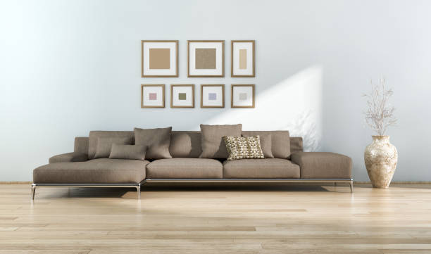 istock Large luxury modern bright interiors Living room mockup illustration 3D rendering image 2158649686