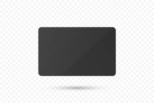 istock Vector Black Gift Card, Certificate, Guest Room, Plastic Hotel Apartment Keycard, ID Card, Sale, Credit Card Design Template for Mockup, Branding. Top View 2158649875
