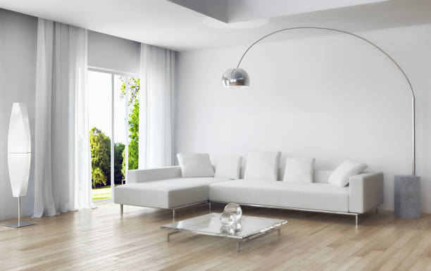 istock Large luxury modern bright interiors Living room mockup illustration 3D rendering image 2158649899