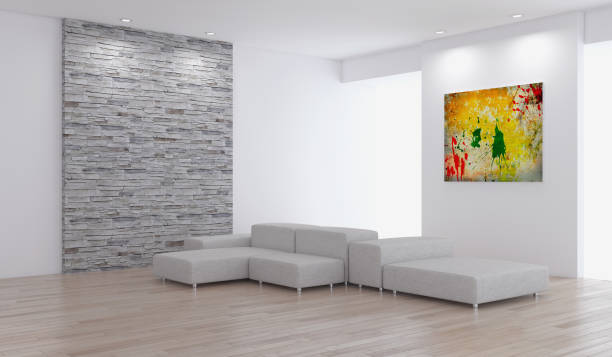 istock Large luxury modern bright interiors Living room mockup illustration 3D rendering image 2158650450
