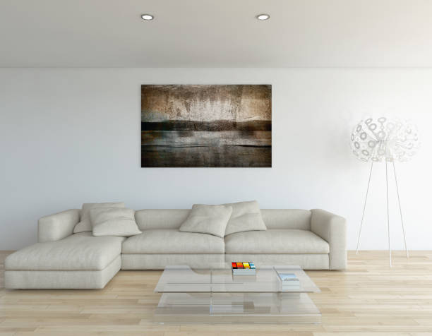 istock Large luxury modern bright interiors Living room mockup illustration 3D rendering image 2158650489