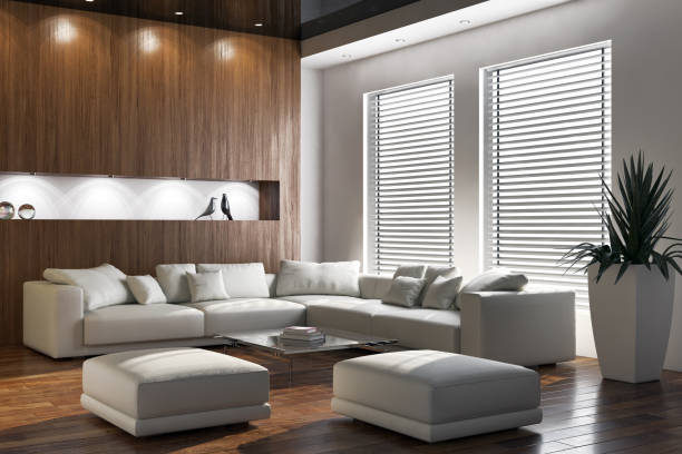 istock Large luxury modern bright interiors Living room mockup illustration 3D rendering image 2158650604