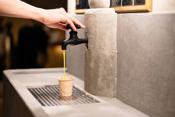 A tap dispensing orange juice in Ehime Prefecture