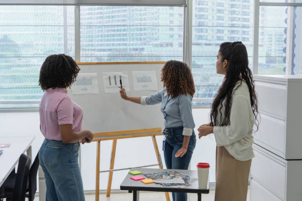 istock Women presenting and discussing charts in modern office 2158659084