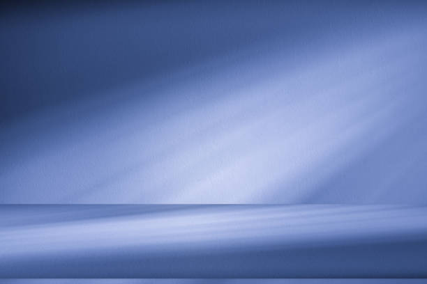 istock Wall interior background, studio, and backdrops show products. with shadow from window color white and blue light. background for text insertion and presentation of product 2158666114