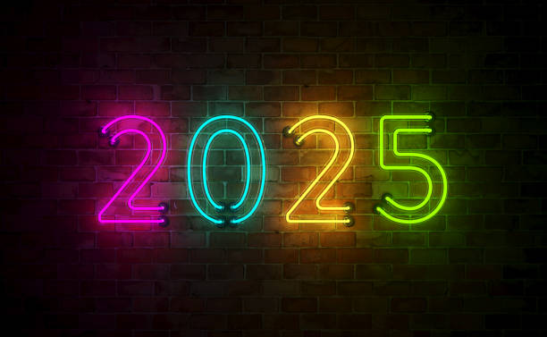 New Year 2025 Creative Design Concept with LED lights