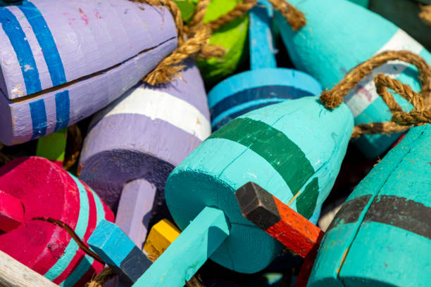 istock Colorful wooden buoys 2158672914