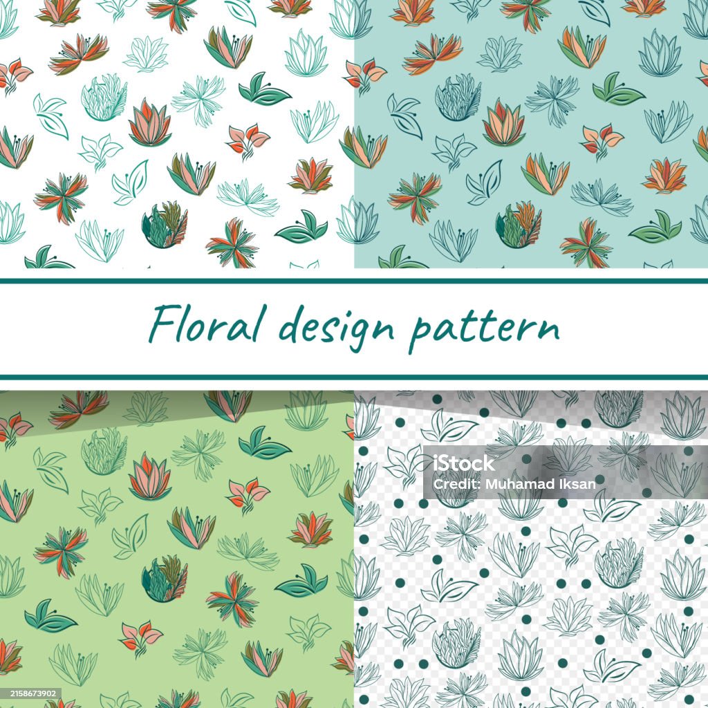 4 Pattern Floral Illustration Design Pattern With 4 Pattern Variants Stock ...