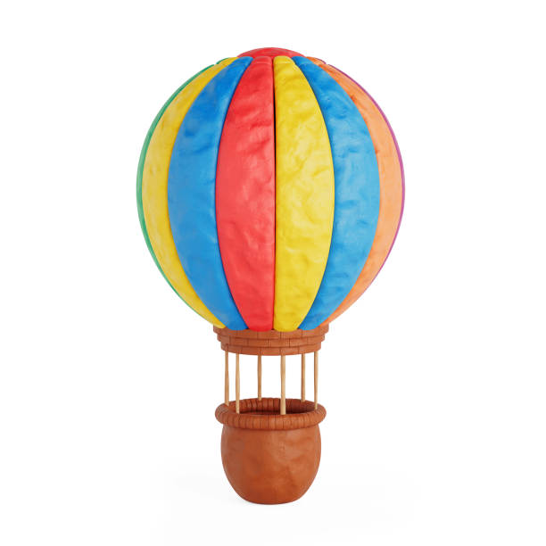 istock Simple Colorful Plasticine Hot Air Balloon. 3d Rendering 2158675261