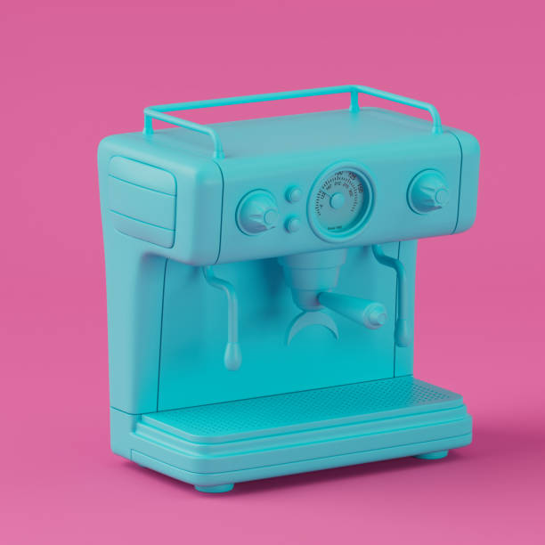 istock Blue Cartoon Coffee Machine Appliance Icon in Duotone Style. 3d Rendering 2158675297