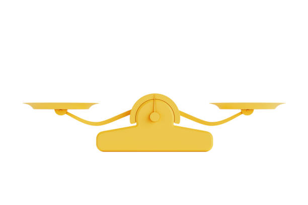 Kitchen Yellow Simple Balance Scale Mock Up Icon in Clay Style on a white background. 3d Rendering