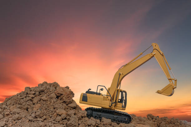 istock Crawler excavator digging the soil In the construction site. 2158677605