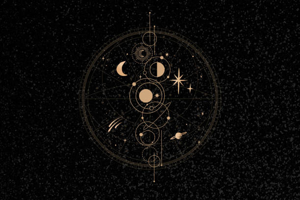 istock Aesthetic black celestial background, astrology design 2158677770