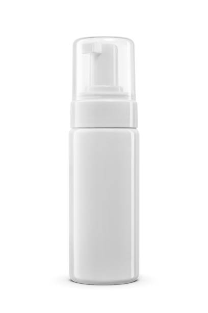 istock Froth pump empty foaming plastic bottle. Soap mousse liquid dispenser isolated on a white. 2158680140