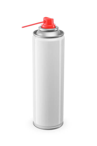 istock Aerosol can with straw and red cap isolated on white. Canned air or lubricant packaging. 2158680156