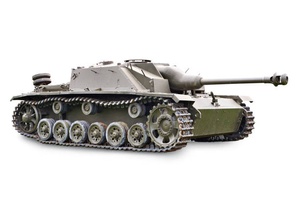 istock Tank assault gun german isolated on white 2158683133